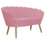 Imagem de Namoradeira Decorativa Pétala Suede Rosa Pés Madeira Mz Decor