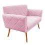 Imagem de Namoradeira Decorativa Sabrina Suede Rosa Bebê Pés Madeira Mz Decor