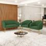 Imagem de Namoradeira e 2 Poltronas Industrial Dourado Stella Suede Verde D03 - D'Rossi