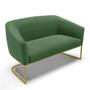 Imagem de Namoradeira e 2 Poltronas Industrial Dourado Stella Suede Verde D03 - D'Rossi