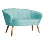 Imagem de Namoradeira Estofada 2 Lugares Para Sala Comercial Pétala Veludo Azul Turquesa - DL Decor