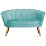 Imagem de Namoradeira Estofada 2 Lugares Para Sala Comercial Pétala Veludo Azul Turquesa - DL Decor