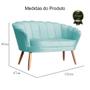 Imagem de Namoradeira Estofada 2 Lugares Para Sala Comercial Pétala Veludo Azul Turquesa - DL Decor