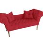 Imagem de Namoradeira Estofada Pés Palito Para Salão de Beleza Dubai Suede Vermelho - DL Decor
