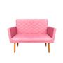 Imagem de Namoradeira Maitê Decorativa 2 Lugares Suede Rosa