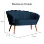 Imagem de Namoradeira Poltrona Decorativa Pétala Pé Palito Veludo Azul Marinho - Fm