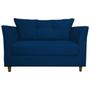 Imagem de Namoradeira Sofa 2 Lugares Pes de Madeira Isis Suede Azul Marinho