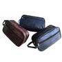Imagem de Necessaire Viagem Casual Feminina Masculina Com Alça Lateral Organizadora Couro - Cores