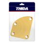 Imagem de Neck Plate Dourado Assimétrico Curvo Para Guitarra e Baixo 4 Parafusos