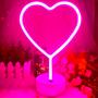 Imagem de Neon Sign VIFULIN Neon Heart Rosa Claro Alimentado por USB/Bateria