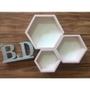 Imagem de Nicho Colmeia Hexagonal Com Fundo 3 Unidades Quarto Infantil