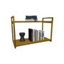 Imagem de Nicho Industrial 2 Prateleiras Bahamas Ferro Dourado Tampo Canela 60cm 