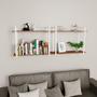 Imagem de Nicho Sala Com Prateleira Dupla Amêndoa Mdf 80Cm Base Branca