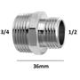 Imagem de Niple de Redução Metal 1/2 x 3/4 Cromado Rosca Externa