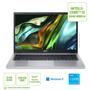 Imagem de Notebook Acer 15.6", Intel Core i3 12ª Geração N305 3.80Ghz, 8GB DDR4, 256GB SSD NVMe, Windows 11, Prata - Aspire 3 A315-510P-34XC 