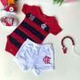 Imagem de Novo Kit Bebê  do Flamengo 4 Peças: Body + Tênis + Shorts + Prendedor de Chupeta
