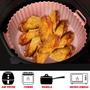 Imagem de Novo silicone para fritadeira de ar bandeja de cozimento pote reutilizável ultra fino airfryer cesta de silicone pizza e