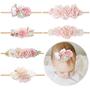 Imagem de NUWAJP Baby Girl Flor Headband 6 PCS Elástico Hairbands Handmade Nylon Bows Headbands Chic Floral Hair Accessories Kids Gifts for Newborn Infant Toddlers