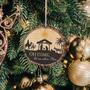 Imagem de O Venha Vamos Adorá-lo Presépio Casca de Árvore de Madeira 4 polegadas Ornamento de Árvore de Natal