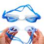 Imagem de Óculos de Natação com Estojo Plástico e Tampão de Ouvidos Azul e Azul Claro Sortidos
