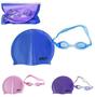 Imagem de Oculos de natacao com touca de silicone colors no estojo - DM BRASIL