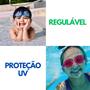 Imagem de Óculos de Natação Infantil Criança Regulável Piscina Proteção UV Protetor Auricular
