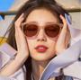 Imagem de Óculos de Sol Bege Creme Marrom Redondo Oval Retro Vintage Asian Style Korean Style UV400