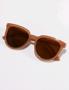 Imagem de Óculos de Sol Bege Creme Marrom Redondo Oval Retro Vintage Asian Style Korean Style UV400
