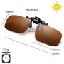 Imagem de Oculos De Sol Clip On P/ Oculos De Grau Adicional Lente Marrom Sobrepor