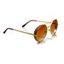 Imagem de Óculos de Sol Feminino Redondo com Glitter Proteção UV400 Ouro