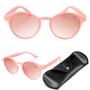 Imagem de Oculos de sol infantil rosa vintage proteção uv + case retro casual social qualidade premium menina