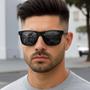 Imagem de Óculos De Sol Masculino Polarizado Preto Clássico Quadrado Com Proteção 400UV - Zellmann