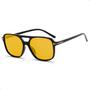 Imagem de Óculos De Sol Unissex Retro Quadrado Lente Amarelo Vintage 