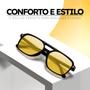 Imagem de Óculos De Sol Unissex Retro Quadrado Lente Amarelo Vintage 