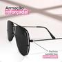 Imagem de oculos feminino sol aviador inoxidável preto aço original moda masculina presente casual qualidade premium lente preta