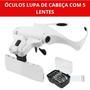Imagem de Óculos Lupa de Cabeça Led com Elástico e 5 Lentes Dentista Costura