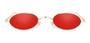 Imagem de Óculos Oval Lente Vermelha Retro Pequeno Trap Hype Instagra