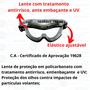 Imagem de Oculos Proteçao Epi Ca Segurança Ampla Visão antiembaçante anti risco Sobrepor Incolor Cinza