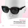 Imagem de Oculos Proteção Uv Sol + Caixa + Relogio Feminino Preto Aço