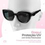Imagem de Oculos proteção uv sol + relogio feminino preto aço + caixa pulseira ajustavel presente casual moda