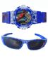 Imagem de Oculos relogio musical com led azul E e bone do homem aranha infantil masculino , novidade