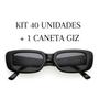 Imagem de Óculos Retros Kit 40 Unidades + Caneta Giz - Preto