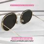 Imagem de oculos sol aço inoxidavel preto casual feminino praia + case moda original lente preta presente