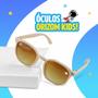 Imagem de oculos sol bege retro proteção uv vintage infantil + case quadrado praia menina verão bege social