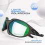 Imagem de oculos sol cinza masculino proteção uv lupa metal + case praia casual Black Iridium lente verde