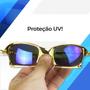 Imagem de oculos sol dourado lupa proteção uv gold metal praia verão original presente qualidade premium