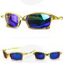 Imagem de oculos sol dourado metal verão proteção uv praia lupa gold original presente casual frontal acetato