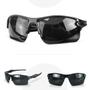 Imagem de oculos sol esportivo proteção uv preto ciclismo masculino armação preta original lente preta