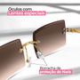 Imagem de Oculos Sol Feminino Anti-UV Original Vintage Marrom + Estojo Presente Tendencia Calor Praia Verão Rimless