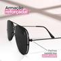 Imagem de Oculos Sol Feminino Aviator Aço Inoxidavel Preto + Case